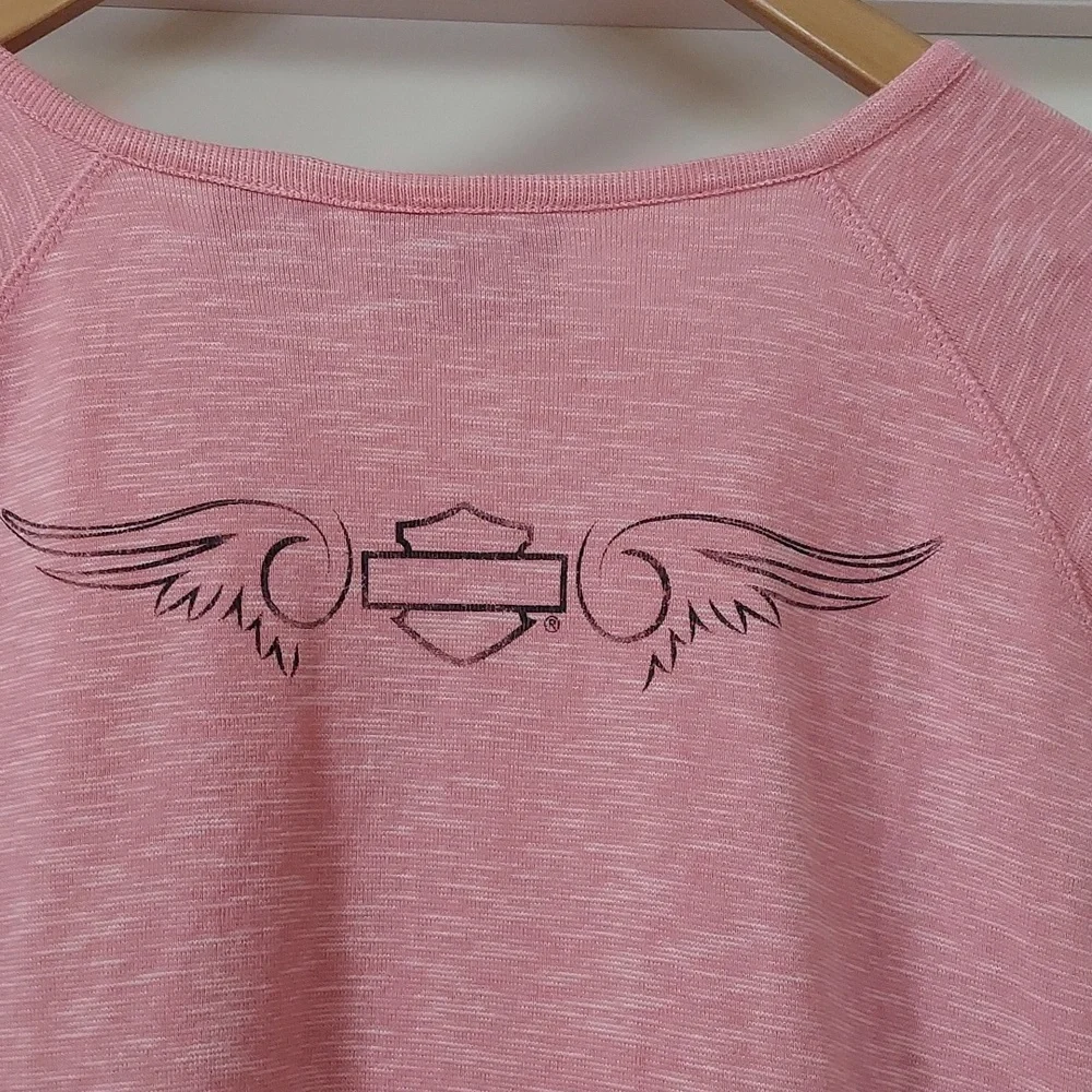 Harley-Davidson Pink Long Sleeve Henley Tee - Picture 4 of 6